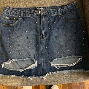 Boohoo Blue Embellished Mini Skirt for Night Out